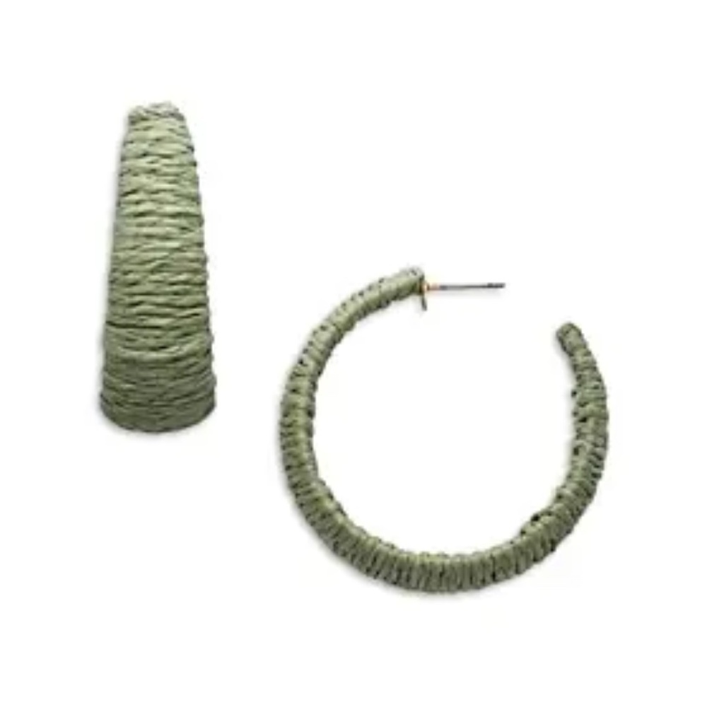 NWT Aqua Jute Hoop Earrings